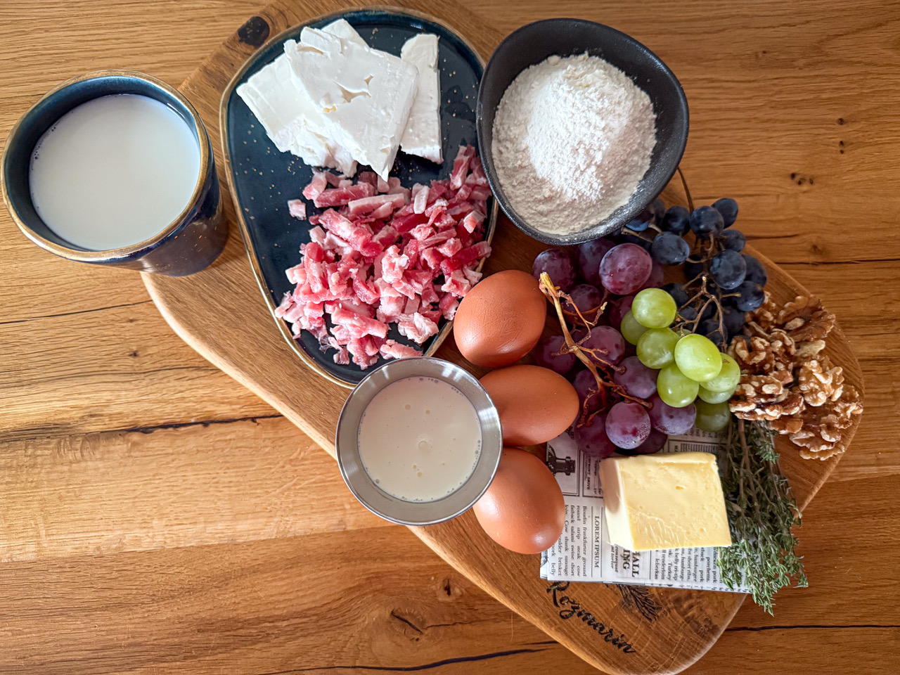 Ingrediente pentru clafoutis sărat